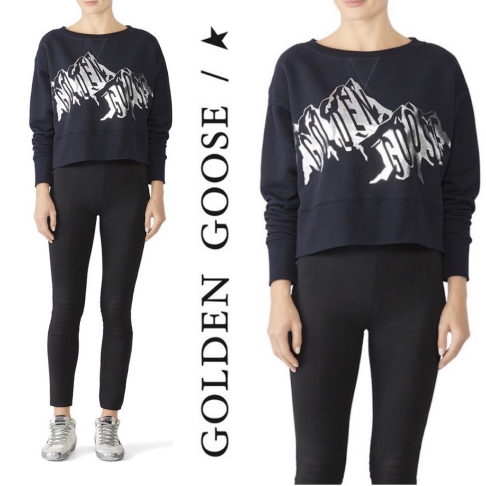 GOLDEN GOOSE Calla Black Cropped Sweatshirt Size Medium
